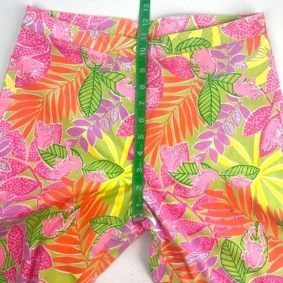 Lilly Pulitzer Pants Bottoms Up Tree Frog Pink Tropical Leaf High-Rise Crop 8 - Picture 8 of 11